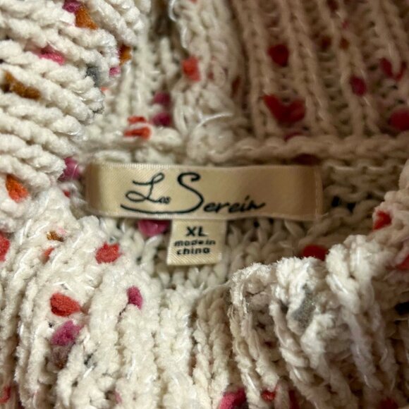 Les Serein Chunky Knit Cowl Neck Sweater – Speckled Cream – Size XL - Picture 4 of 5